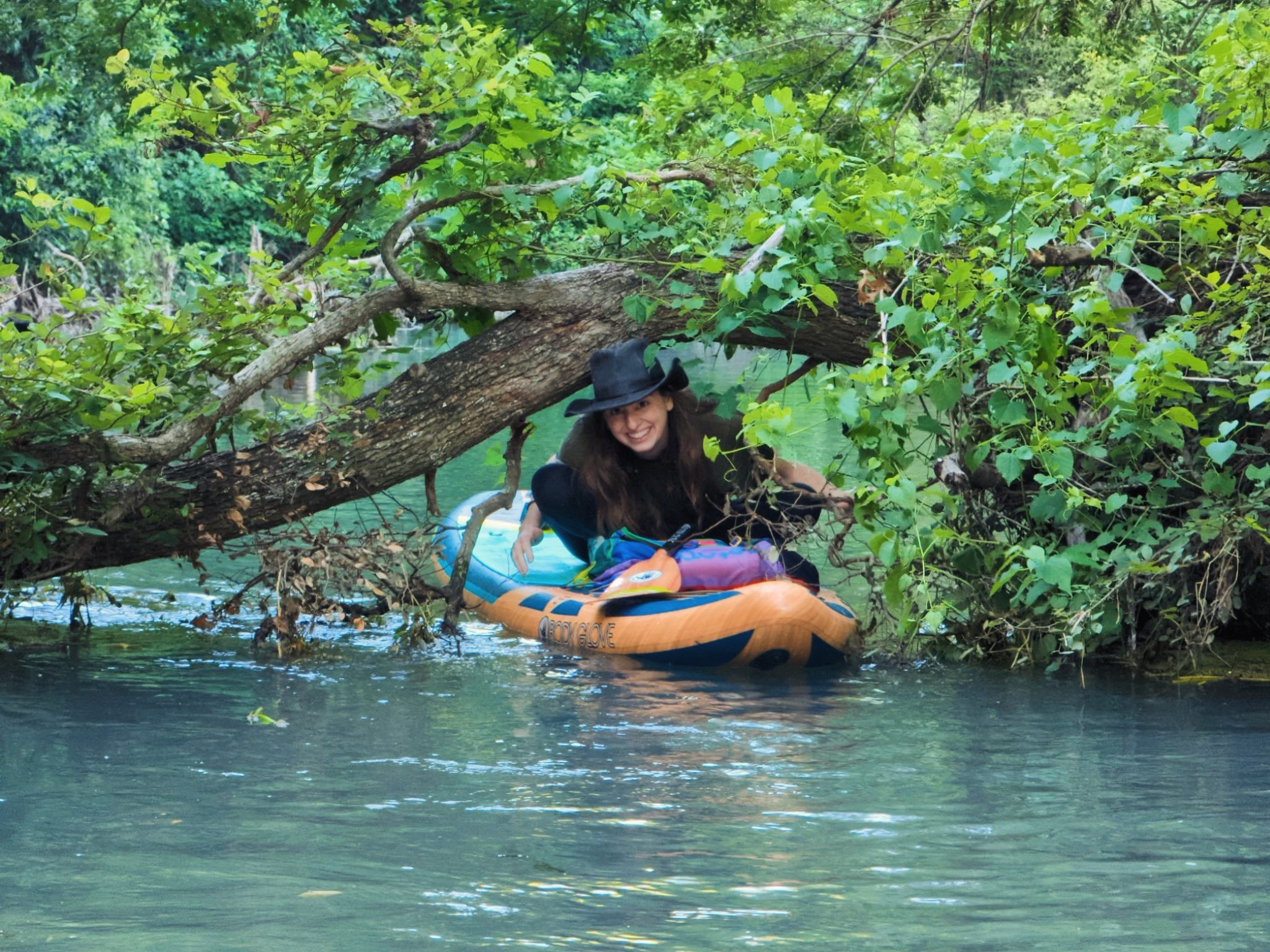 Emily Satel tubing on a Central Texas river